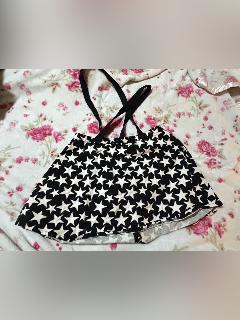 Tripp NYC Black and White Star Mini Skirt with straps Y2K